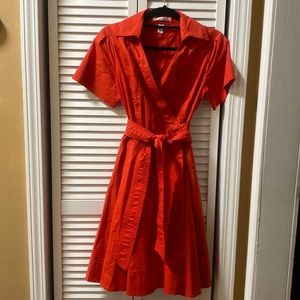 Orange/coral Kenneth Cole full wrap dress with pockets
